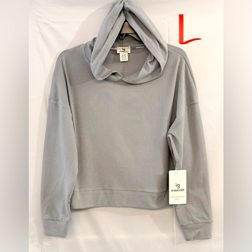 Women's Gray Cowl Neck Hoodie